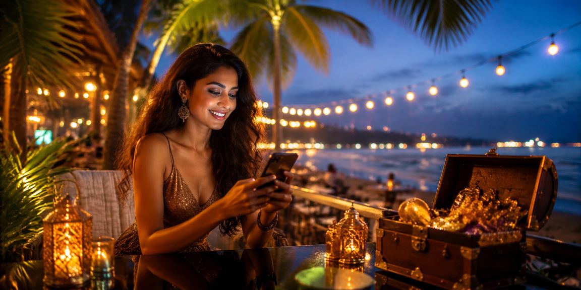 VIP players enjoying exclusive slot bonuses by the beach